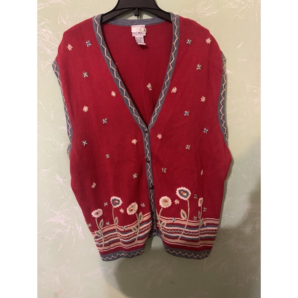 Vtg. Koret City Blues Embroidered Sweater Vest